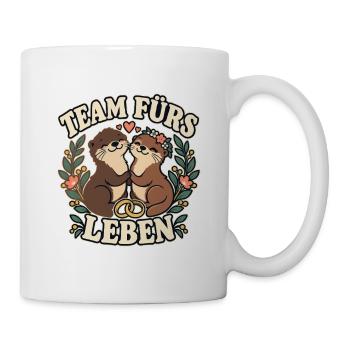 Team fürs Leben – Otter Hochzeit Paar - Tasse - Weiß - Rechts