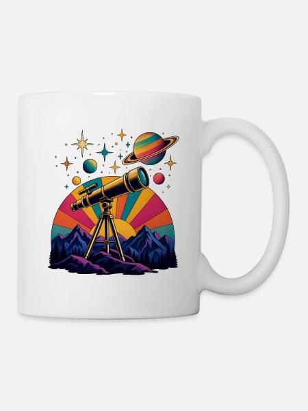 Teleskop Astronomie – Sternenhimmel - Tasse - Weiß