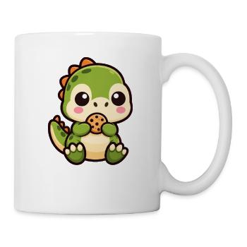 Süßer T-Rex Dinosaurier Cartoon Chibi Keks - Tasse - Weiß - Rechts