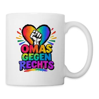 OMAS GEGEN RECHTS – Regenbogen Herz - Tasse - Weiß - Rechts