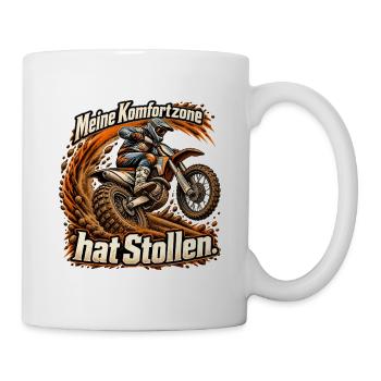 Motocross Enduro Offroad Fahrer Stollenreifen - Tasse - Weiß - Rechts
