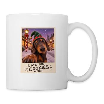 I Ate The Cookies Dackel Selfie Weihnachten - Tasse - Weiß - Rechts