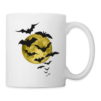 Fledermäuse und Gelber Mond - Tasse - Weiß - Rechts