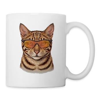 Bengalkatze mit Sonnenbrille lässig - Tasse - Weiß - Rechts