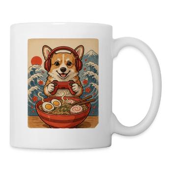 Corgi Gamer mit Controller und Nudelsuppe - Tasse - Weiß - Rechts