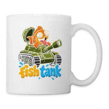 Fisch im Tank Cartoon-Motiv - Tasse - Weiß - Rechts