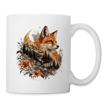 Mystischer Fuchs – Mond Wald Natur Fantasy - Tasse - Weiß - Rechts