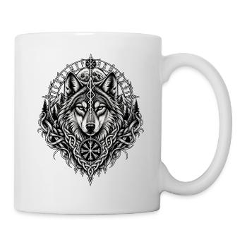 Nordischer Wolf Runen Wikinger Mythologie - Tasse - Weiß - Rechts