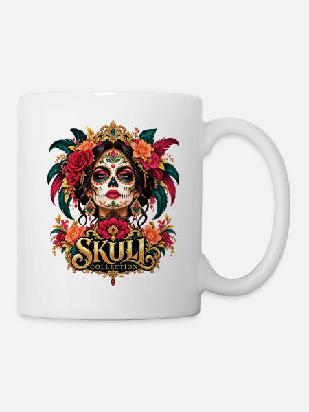 Mexikanische Totenkopffrau Dia de los Muertos - Tasse - Weiß
