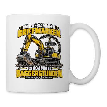 Baggerstunden – Lustiger Spruch für Baggerfahrer - Tasse - Weiß - Rechts