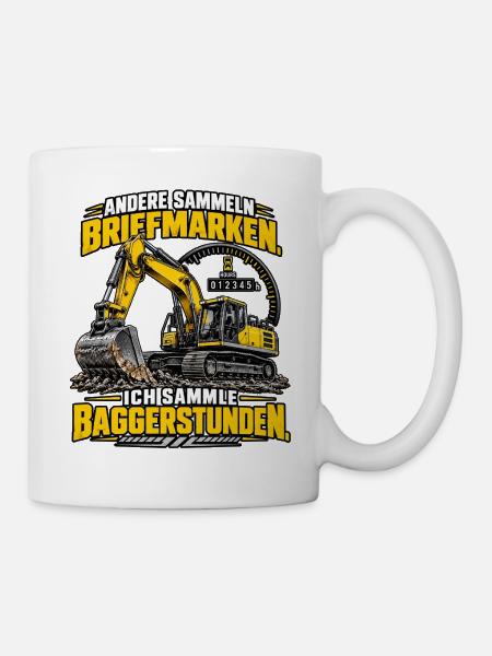 Baggerstunden – Lustiger Spruch für Baggerfahrer - Tasse - Weiß