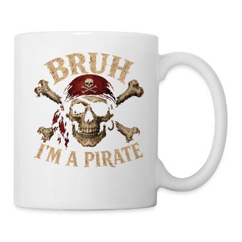 Bruder, ich bin ein Piraten-Retro-Piratenschädel - Tasse - Weiß - Rechts