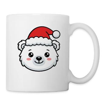 Niedliche Kawaii-Eisbären-Gesicht Weihnachtsmütze Weihnachten - Tasse - Weiß - Rechts