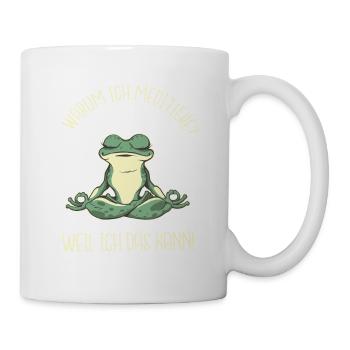 Warum ich meditiere Yoga Frosch Meditation Spruch - Tasse - Weiß - Rechts