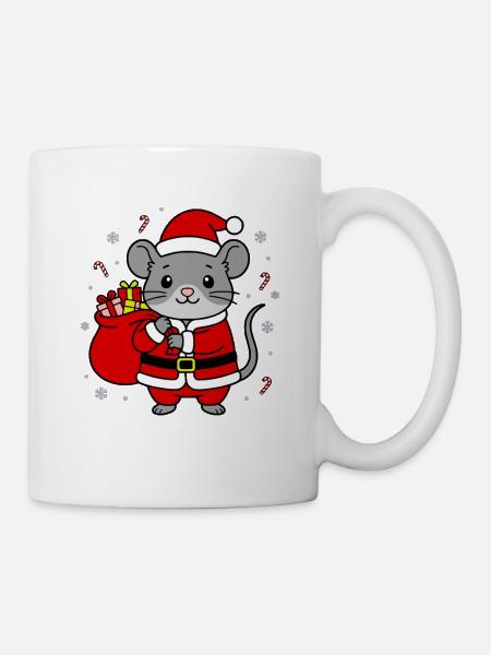 Niedlicher Kawaii-Maus-Weihnachtssack - Tasse - Weiß