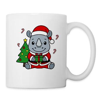 Niedlicher Weihnachts-Weihnachts-Weihnachtsbaum mit Nashorn-Weihnachtsgeschenk - Tasse - Weiß - Rechts