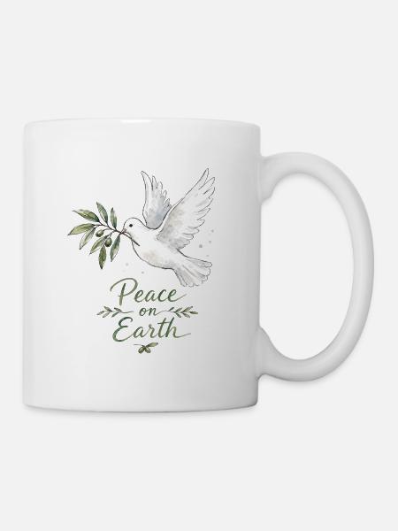 Frieden auf Erden, Taube - Tasse - Weiß
