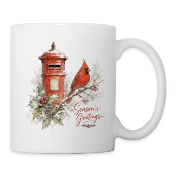 Weihnachtskardinal und Briefkasten - Tasse - Weiß - Rechts