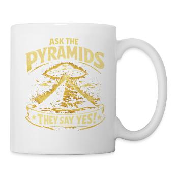 Frag die Pyramiden: UFO Ägyptisches Mysterydesign - Tasse - Weiß - Rechts