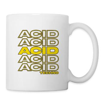 Acid Techno – Gelbe Schriftreihen - Tasse - Weiß - Rechts