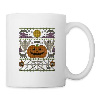 Halloween im Strickmuster - Tasse - Weiß - Rechts
