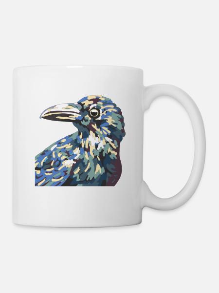 Kaleidoskop-Rabe Farbexplosion - Tasse - Weiß