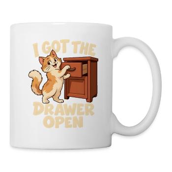Die Katze öffnet die Schublade - Tasse - Weiß - Rechts