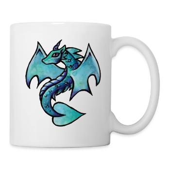 Aquarell-Skizze von Azurdrachen - Tasse - Weiß - Rechts