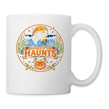 Hooked On Haunts Skeleton Bass Fishing  Halloween - Tasse - Weiß - Rechts