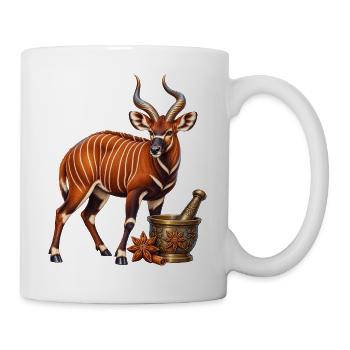 Bongo mit Sternanis und goldenem Gewürzmörser - Tasse - Weiß - Rechts