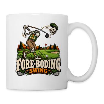 Fore-Boding Swing – Skelett Golf Motiv - Tasse - Weiß - Rechts