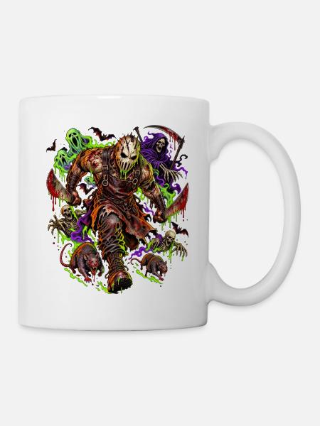 Slasher Mit Neon-Horror - Tasse - Weiß