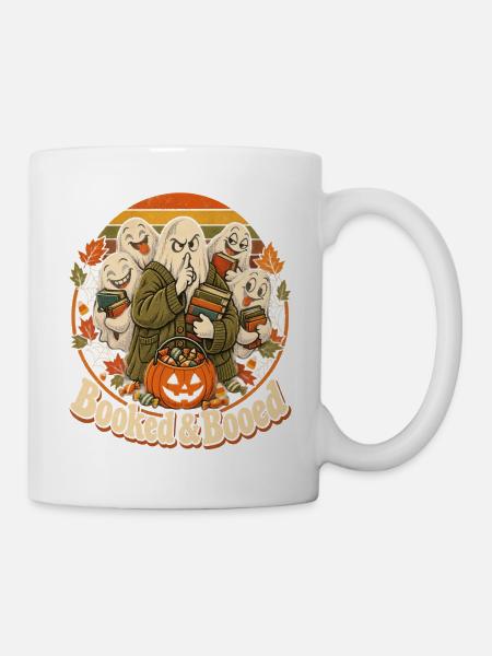 Halloween Geist Booked & Booed Leser - Tasse - Weiß