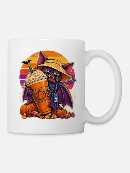 Halloween Kreuzfahrt Fledermaus mit Latte - Tasse - Weiß
