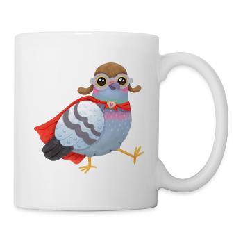 Superhelden Taube – Mit Cape & Fliegerkappe - Tasse - Weiß - Rechts