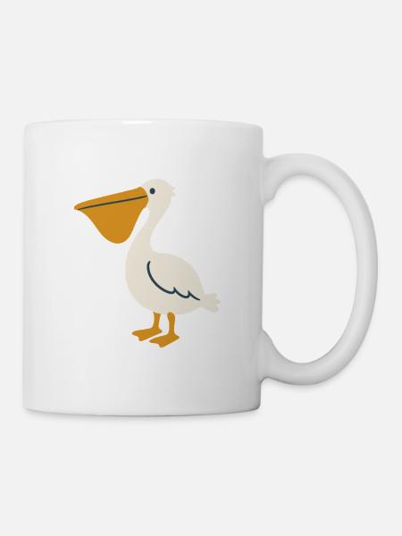 Pelikan Vogel Illustration Geschenkidee - Tasse - Weiß