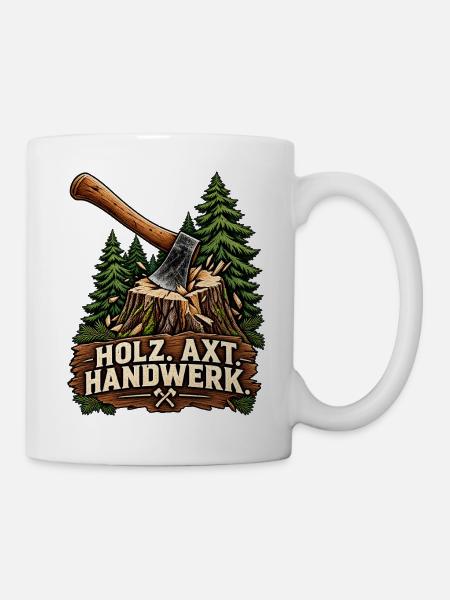 Holz Axt Handwerk - Tasse - Weiß