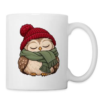 Wintereule im Schal - Tasse - Weiß - Rechts