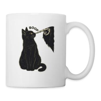 Boop – Schwarze Katze und Knochenhand - Tasse - Weiß - Rechts
