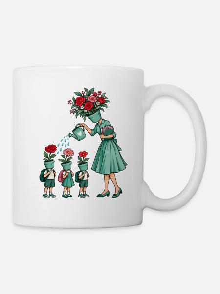 Lehrerin Geschenk Danke fürs Wachsen Blumen - Tasse - Weiß
