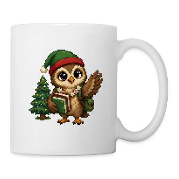 Eulen-Weihnachtsbaum-Bücher - Tasse - Weiß - Rechts