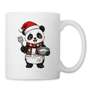 Panda backt Weihnachtsplätzchen - Tasse - Weiß - Rechts