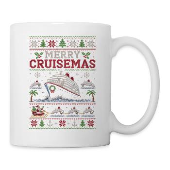 Fröhliche Kreuzfahrten! Lustiger Weihnachtspullove - Tasse - Weiß - Rechts