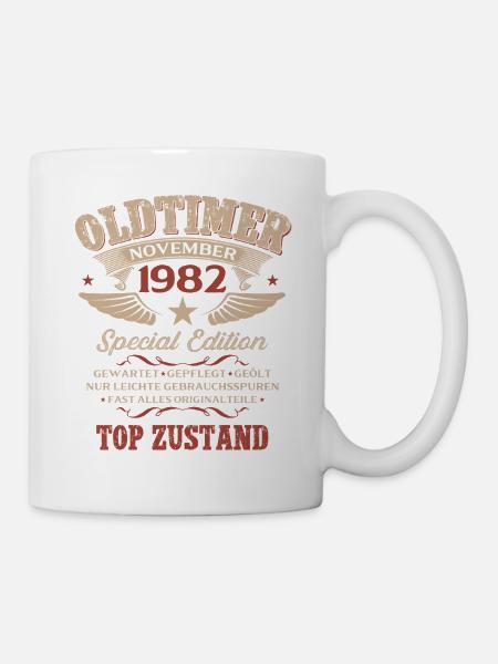 44. Geburtstag Geschenk Oldtimer November 1982 - Tasse - Weiß