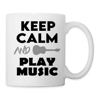 Keep Calm and play Music Sprüche Gitarre DJ Rock - Tasse - Weiß - Rechts