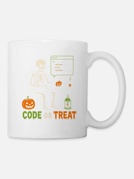 Halloween Programmierer Skelett Code or Treat - Tasse - Weiß