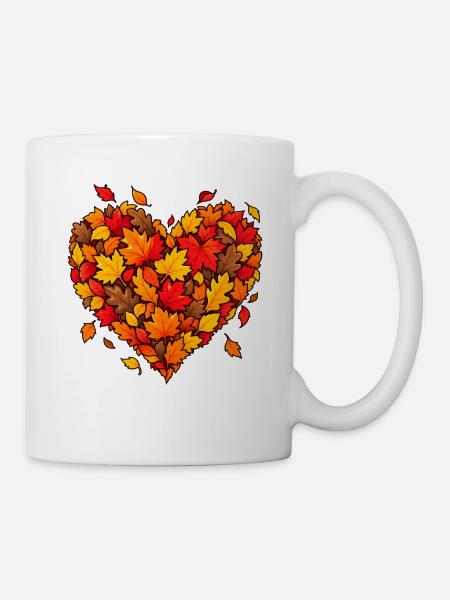 Herz aus Herbstlaub - Tasse - Weiß