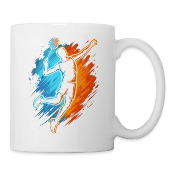 Federball Badmintonspieler Kinder Badminton Herren - Tasse - Weiß - Rechts