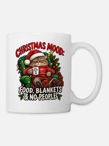 Weihnachtskatzen-Stimmung - Tasse - Weiß