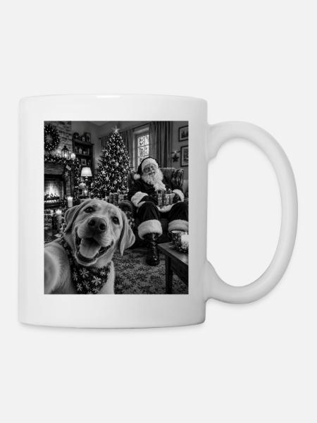 Labrador Selfie Weihnachtsmann Weihnachtsoutfit - Tasse - Weiß